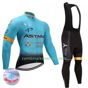 Maillot Cyclisme Hiver + Collant à Bretelles 2017 Astana Pro Team N001